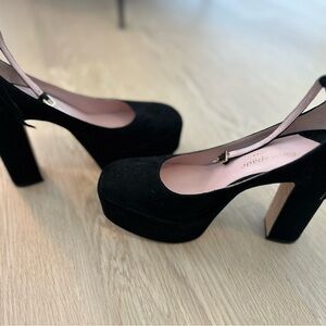 Kate Spade NEW GIA Black Suede Platform Heels